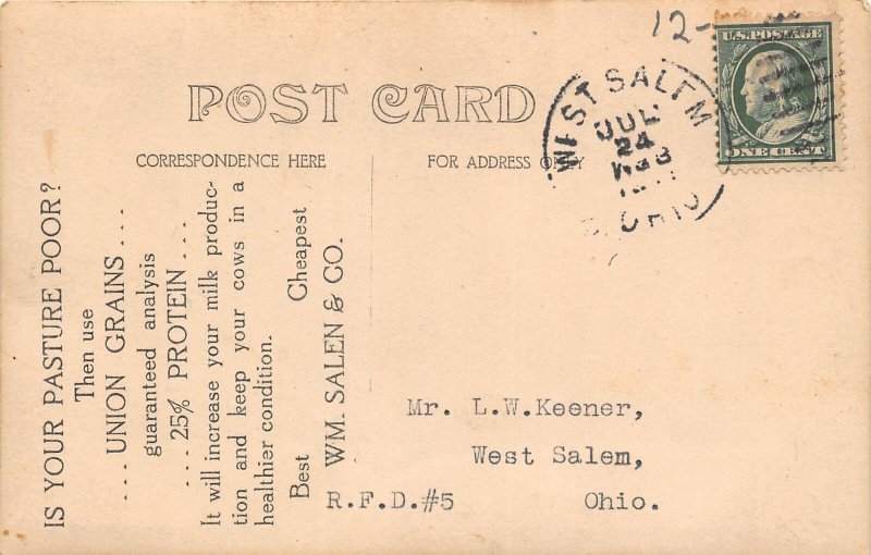 G48/ West Salem Ohio RPPC Postcard c1910 Wm. Salen Farm Barn  1