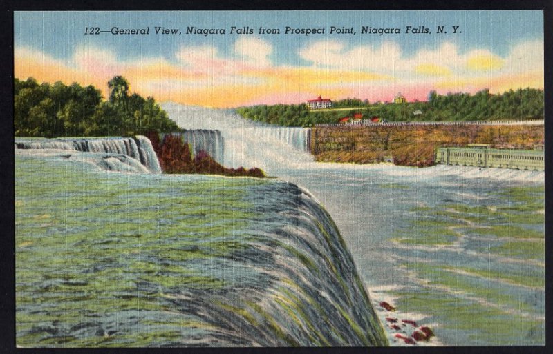 New York NIAGARA FALLS General View from Prospect Point - LINEN