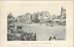 CPA Guerre Military PÉRONNE Place de la Cathédrale (807522)