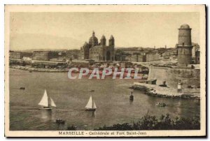 Old Postcard Marseille Cathedral and Fort St. John