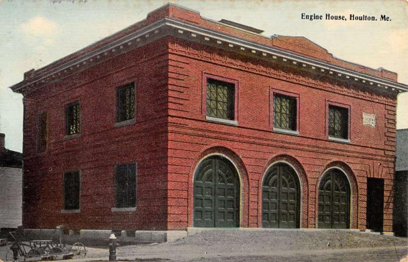 Houlton Maine Engine House Exterior Street View Antique Postcard K24197