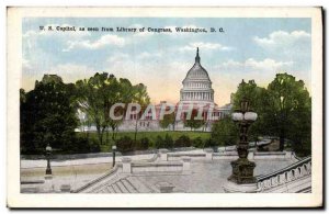 Old Postcard U S Capitol As Seen From Libray Of Congress Washington D C.