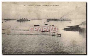 Old Postcard Brest Rade And The Entree Du Port War Ships