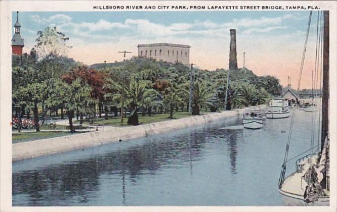 Florida Tampa Hillsboro River and City Park From Lafayette Street Bridge Curt...