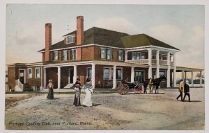 ME Portland Country Club Near Portland Maine 1908 Horse Drawn Buggy Postcard W21