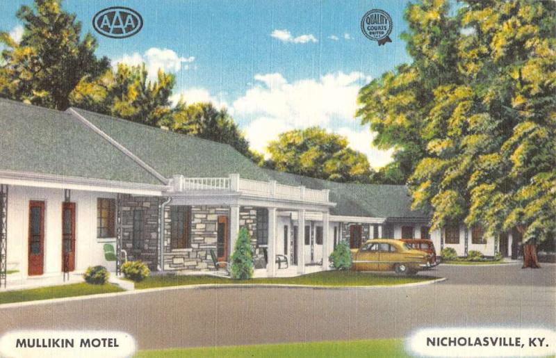 Nicholasville Kentucky Mullikin Motel Linen Antique Postcard K27732