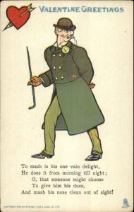 TUCK Vinegar Valentine & Poem c1910 Postcard FANCY MAN MONOCLE & CANE