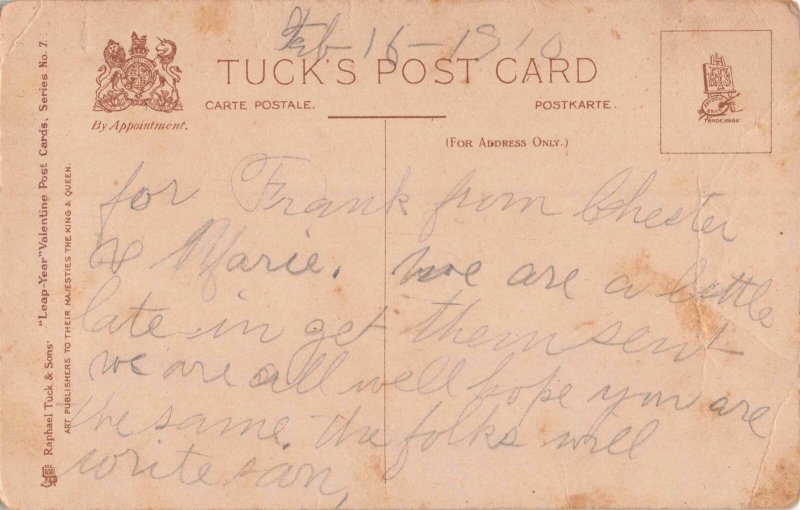 a/s Curtis Girl with bow Vintage valentine postcard 26val06