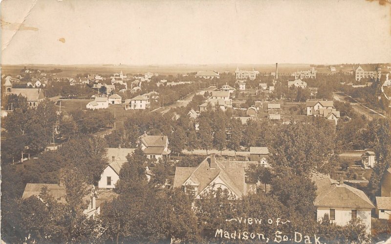 G12/ Madison South Dakota Postcard RPPC 1911 Birdseye Homes School