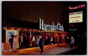 Vtg Reno Nevada NV Harrahs Club Show Lounge 1950s Unused Chrome Postcard