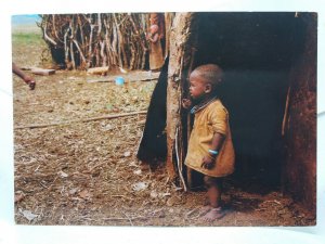 Masai Child in Village East Africa Vintage Postcard