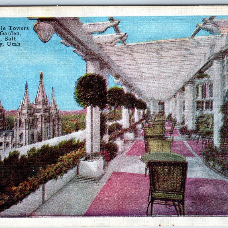 c1920s Lake City, UT Hotel Utah LDS Temple Towers Roof Garden PC Cathedral A245