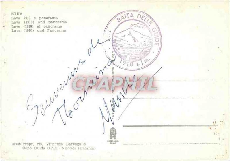 Postcard Modern Etna lava (1910) and panorama