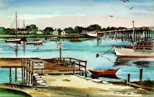 Massachusetts Cape Cod Bass River & Bass River Bridge By Artist Robert Brooks