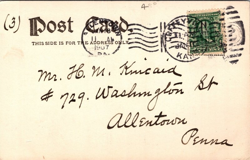 Postcard Kansas Montgomery County Coffeyville Caney Gas Well Huge Flare 1907 V63