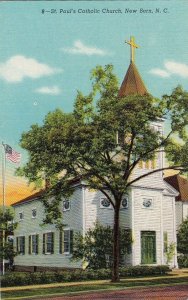 Postcard St Paul's Catholic Church New Bern NC North Carolina