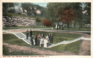 Vintage Postcard 1920's High Rock And Emperor Springs Saratoga Springs New York