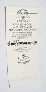 Anita Benning Sales Representative Universal Match 30 Strike Matchbook Cover