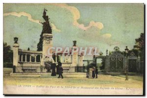 Postcard Old Lyon Entrance of the Park of the Rhone Golden child Monument Tete