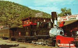 Vintage Postcard Old Smoke & Cinders Historic Train On Exhibition Idaho Springs