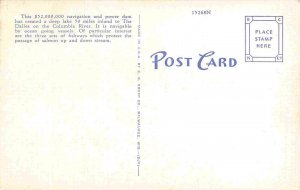 Bonneville Dam Connecting Oregon With Washington linen postcard