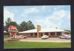 GRIFFIN GEORGIA CAPRI RESTAURANT OLD CARS VINTAGE ADVERTISING POSTCARD