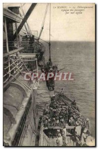 Old Postcard The Morocco Typical Unloading Of Passengers In rough sea Boat