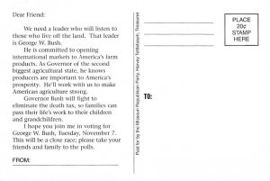 George Herbert Walker Bush A Fresh Start For Farmers View Postcard Backing 