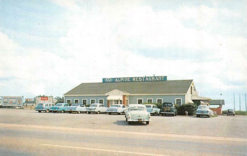 TIFTON, Georgia GA   ALPINE RESTAURANT  50's Cars  ROADSIDE Tift County Postcard