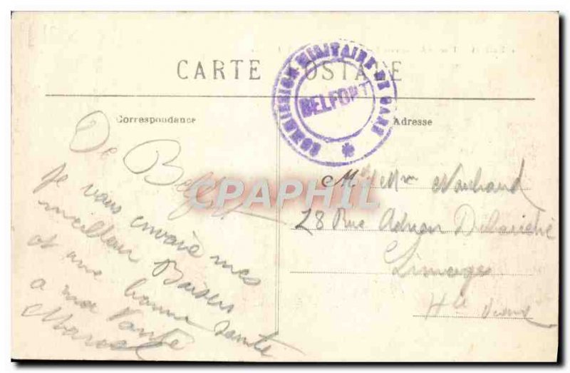 Old Postcard Belfort Place d & # 39Armes When the Even and Kiosk