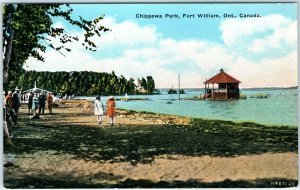 c1920s Ontario Canada Chippewa Park Fort William Litho Photo Postcard Gazebo A34