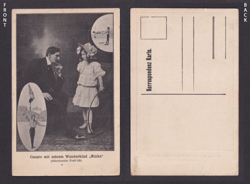 Vintage postcard Germany Circus Cesaro with his prodigy Minka