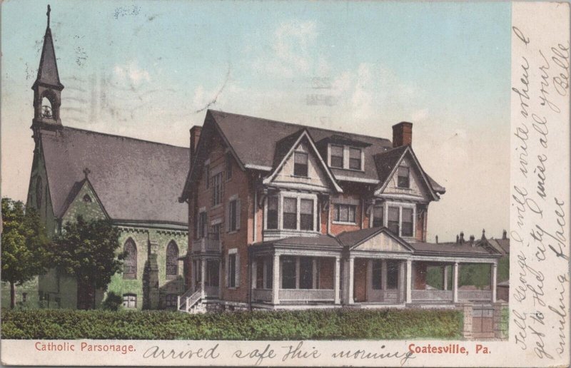 Postcard Catholic Parsonage Coatesville PA 1907