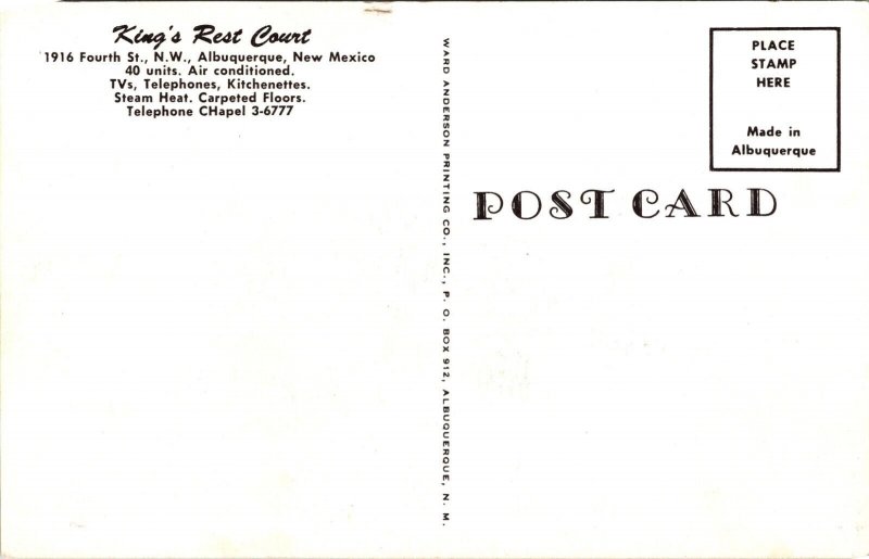 King's Rest Court Motel Albuquerque New Mexico Postcard