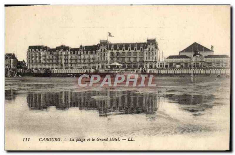 Old Postcard Cabourg The Beach and the Grand hotel