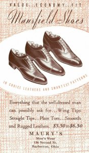 Vintage Postcard 1900's Value Economy Fit Mansfield Shoes Maury's Men's Wear