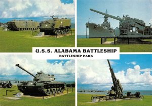 2~4X6 Postcards AL, Mobile USS ALABAMA BATTLESHIP PARK Ship~Tanks~Guns MILITARY