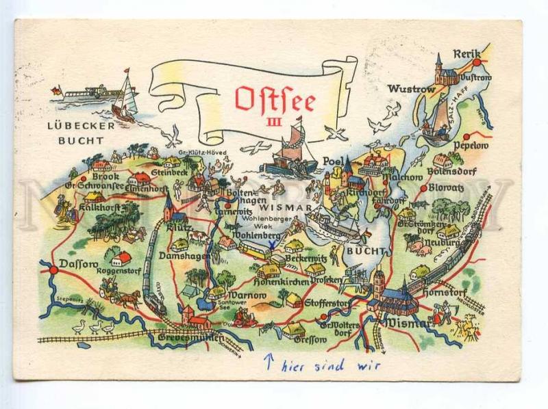 241520 GERMANY GDR OSTSEE MAP Old postcard