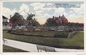 Sunken Garden,Longfellow Public School in background,St.Louis,Illinois,PU-1921