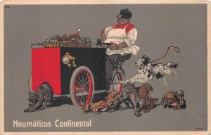 CONTINENTAL TIRES WAGON DOGS FOOD VEND BUENOS AIRES ARGENTINA POSTCARD (c. 1910)