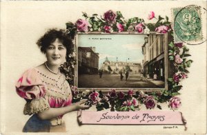 CPA TROYES - Souvenir fleurs femme (71914)