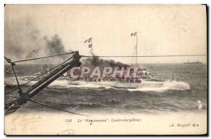 Old Postcard Boat War Against The Fauconneau destroyer