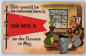Cedar Rapids Iowa Postcard You Would Be As Welcome Here Dutch Girl 1913 Antique