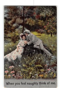 Romance Love Postcard 1909 Man and Woman Sitting When You Feel Naughty