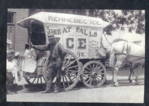 REAL PHOTO KENNEBEC ICE HORSE DRAWN WAGON GREAT FALLS ICE POSTARD COPY