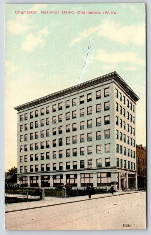 Charleston West Virginia~National Bank~Gentlemen on Sidewalk~Iron Fence~1910 