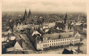 Poland Wrocław Breslau Blick vom St, Ekusabethturm Vintage RPPC  08.41