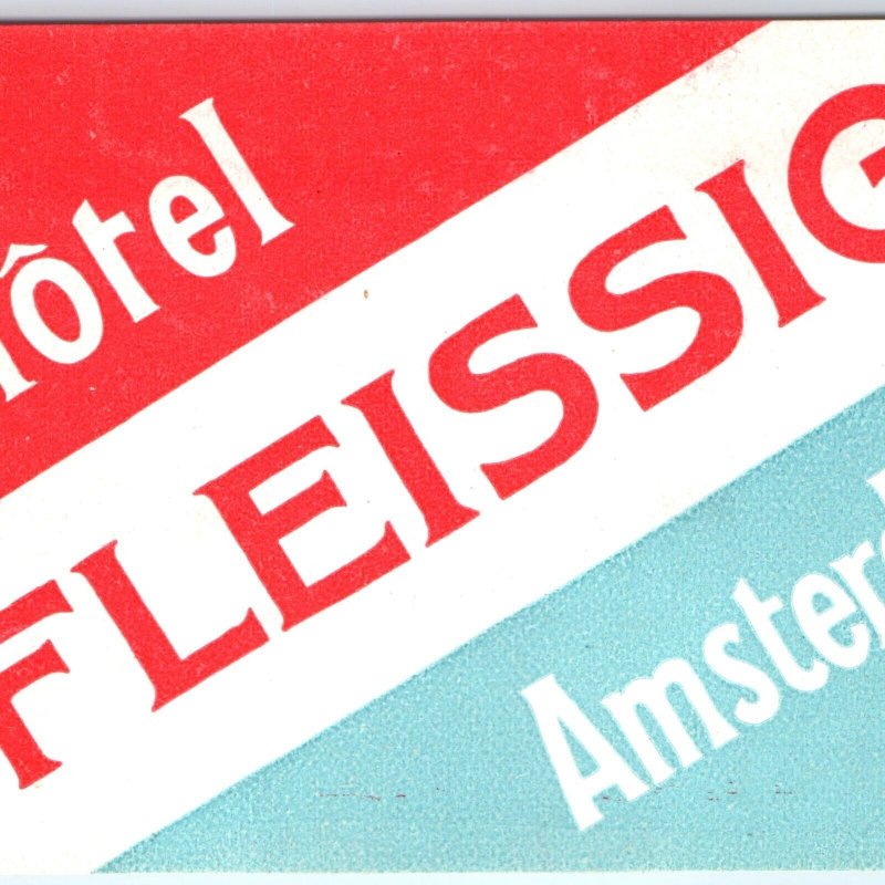 c1930s Amsterdam, Netherlands Luggage Label Hotel Fleissig Decal Holland C42