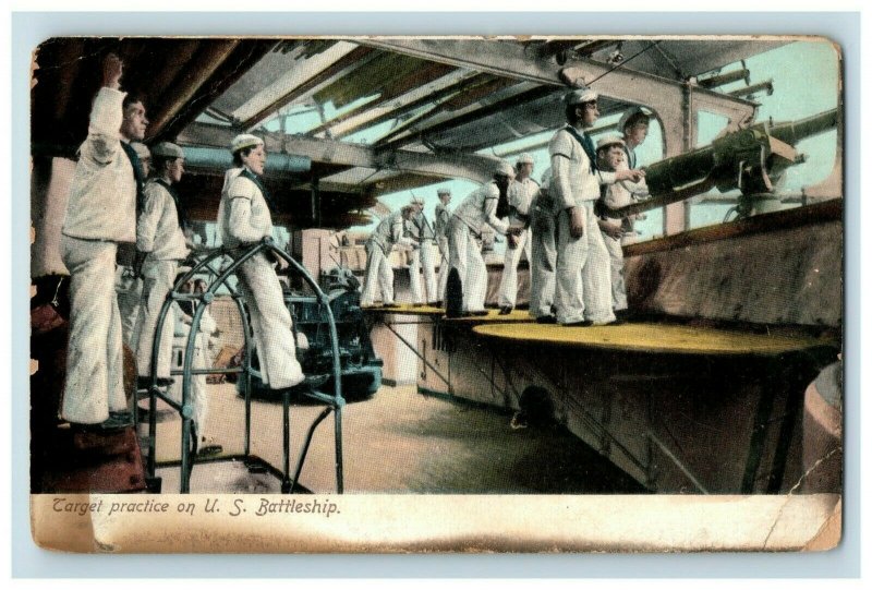 C.1905-10 Target Practice on U. S. Battleship Postcard P183 