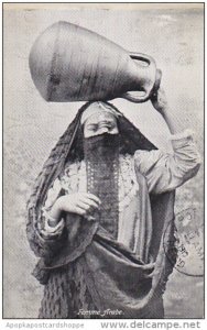 Egypt Femme Arabe In Traditional Costume Carrying Water Jug 1910
